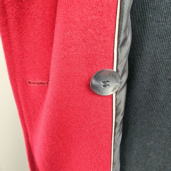 Listing Title: Calvin Klein Power Dressing Red Wool Pleated Coat 8 - Picture 13 of 16